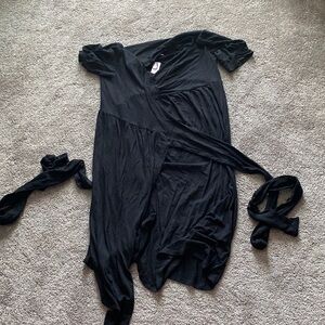 Mayreau Black Wrap Maternity Dress Short Sleeve Tie Waist Dance SIZE L